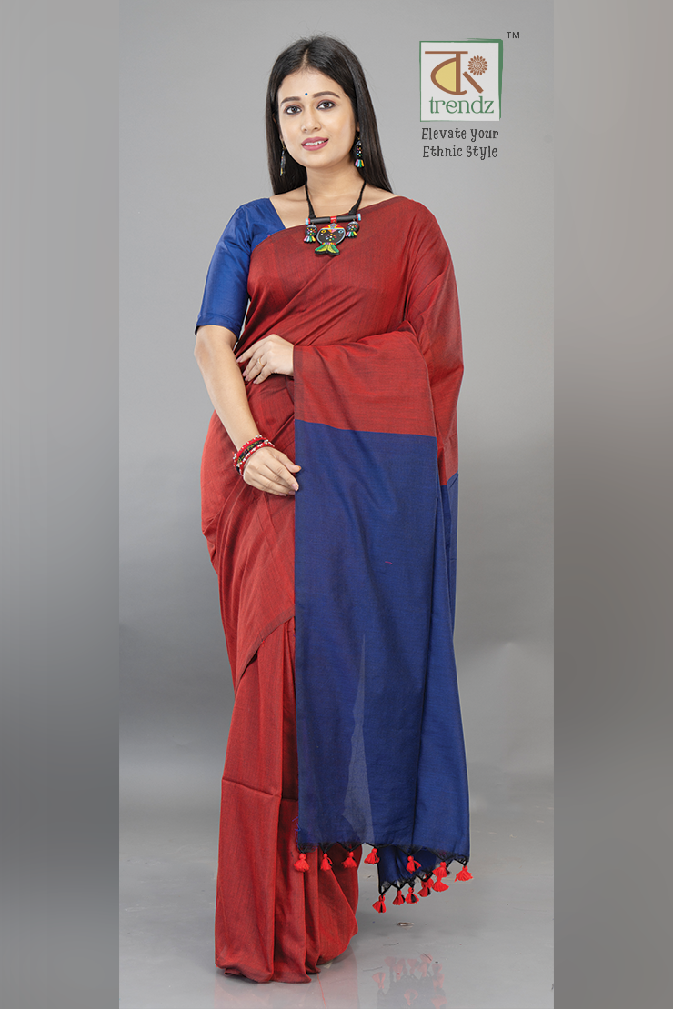 Stylish Dual Tone Soft Cotton Handloom sarees