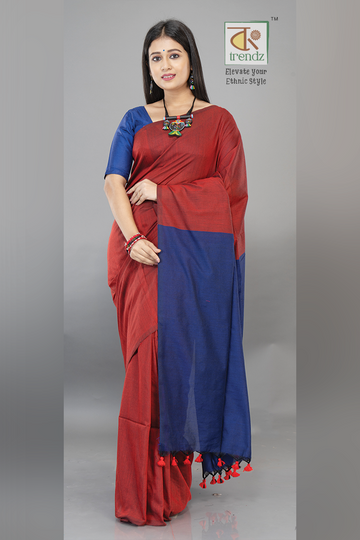 Dual Tone Cotton Handloom Saree | Office Wear | Bong Trendz