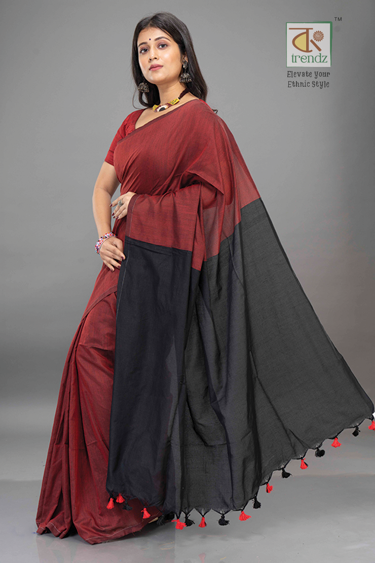 Stylish Dual Tone Soft Cotton Handloom sarees