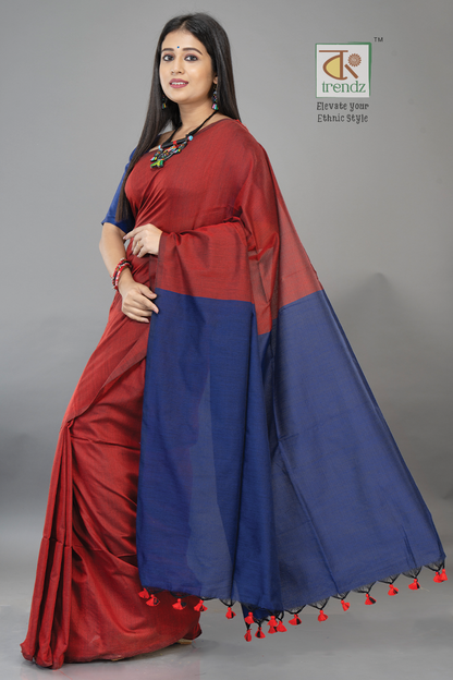 Stylish Dual Tone Soft Cotton Handloom sarees