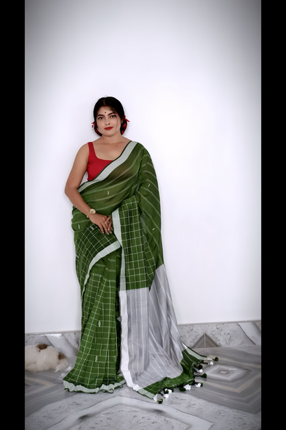 Half Check Cotton Saree