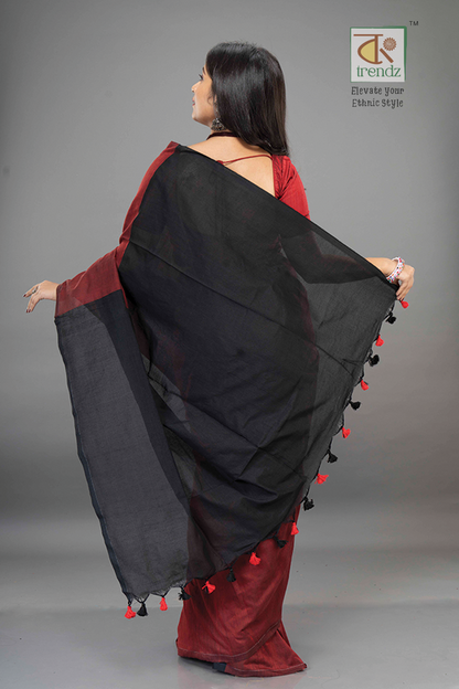 Stylish Dual Tone Soft Cotton Handloom sarees