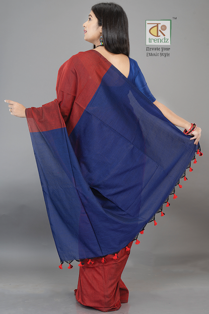 Stylish Dual Tone Soft Cotton Handloom sarees