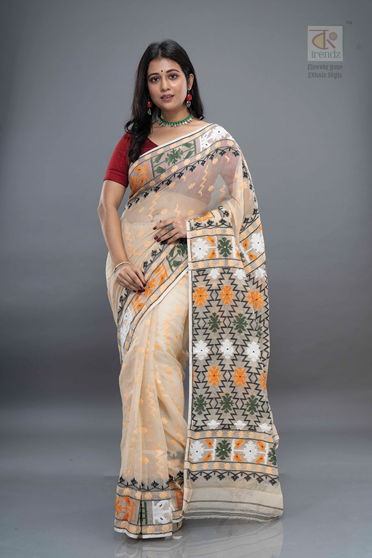 Premium Soft Floral Dhakai Jamdani Saree