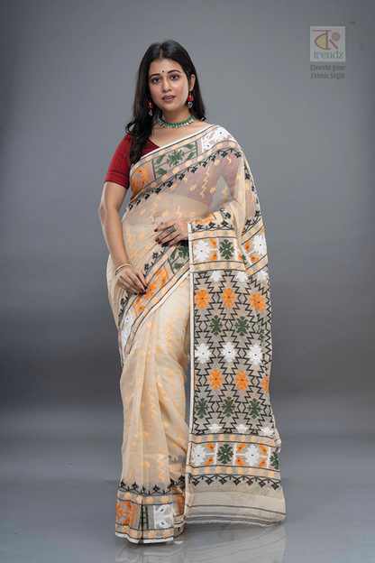 Premium Soft Floral Dhakai Jamdani Saree