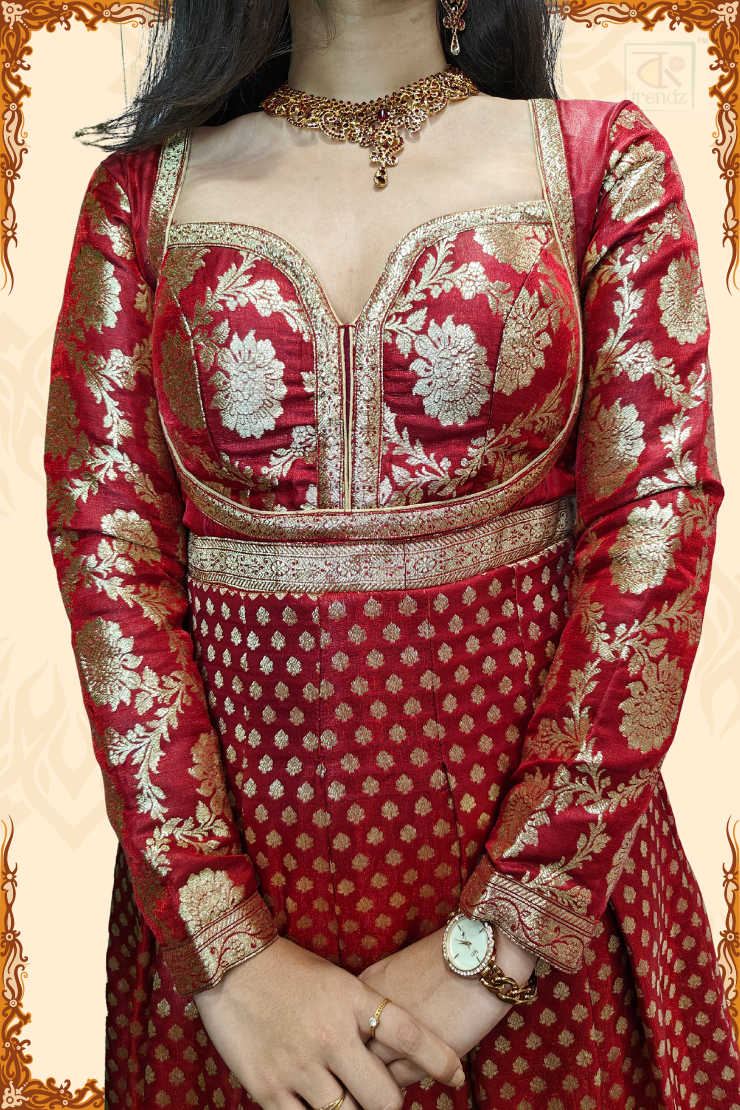Designer Bridal Banarasi Gown with Chunni