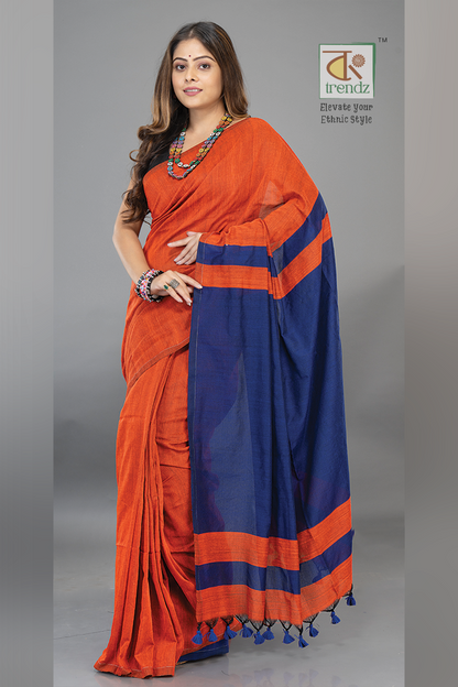 Stylish Dual Tone Soft Cotton Handloom sarees