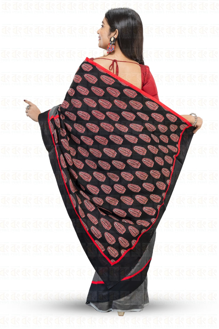 Dual Color Designer Leaf Boutique Printed Saree