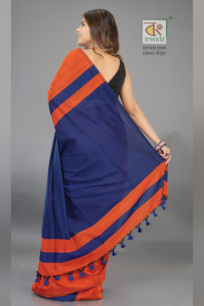 Stylish Dual Tone Soft Cotton Handloom sarees