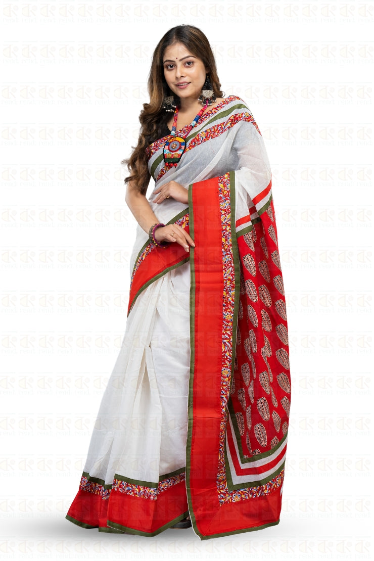 Dual Color Designer Leaf Boutique Printed Saree