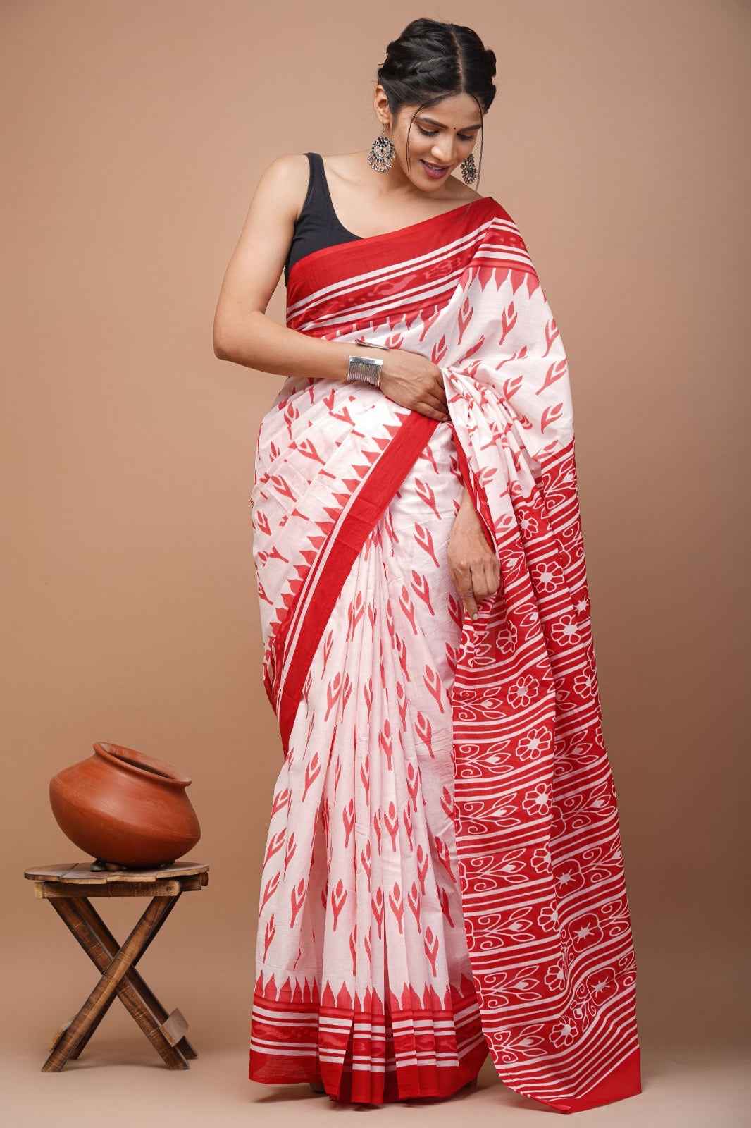 Mulmul Cotton Bangru Print Saree