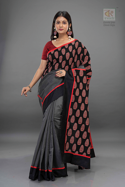 Dual Color Designer Leaf Boutique Printed Saree