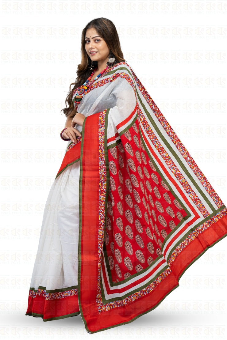 Dual Color Designer Leaf Boutique Printed Saree