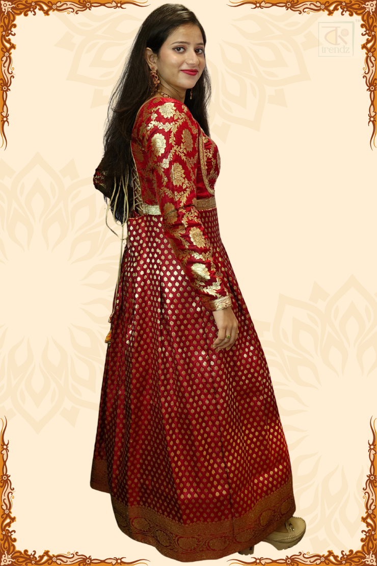 Designer Bridal Banarasi Gown with Chunni
