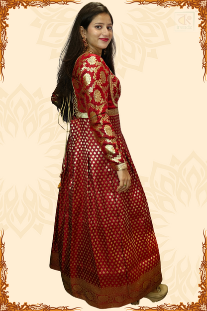 Designer Bridal Banarasi Gown with Chunni