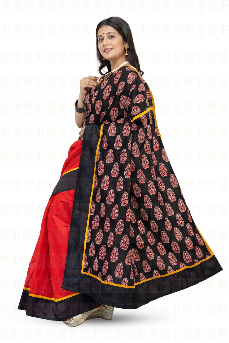 Dual Color Designer Leaf Boutique Printed Saree