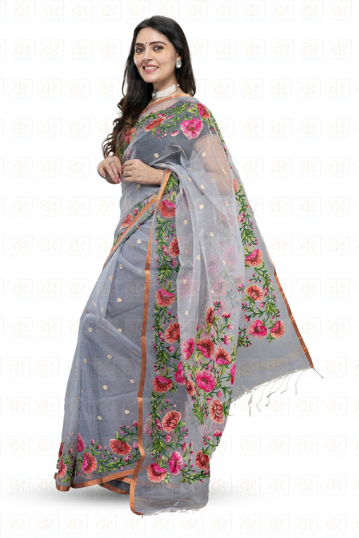 Beautiful Kadambari Muslin Rose Embroidery