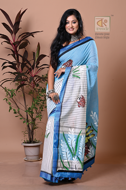 Durga Paint Tant Half & Half  Saree