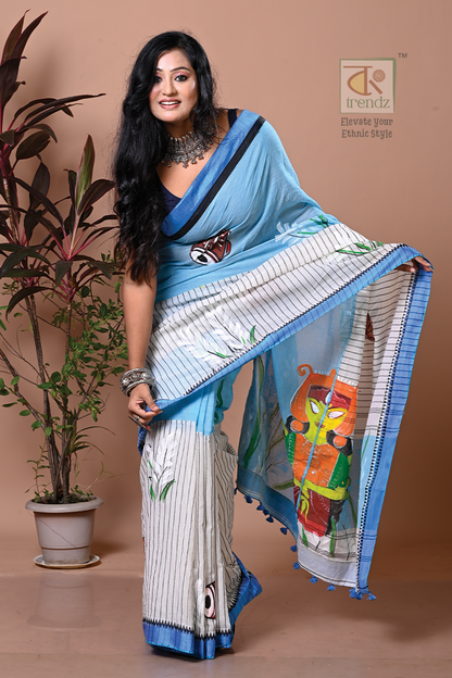 Durga Paint Tant Half & Half  Saree