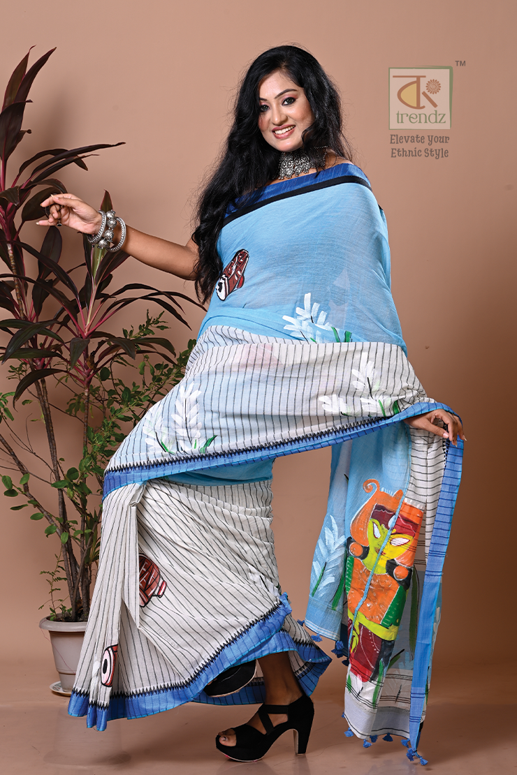 Durga Paint Tant Half & Half  Saree