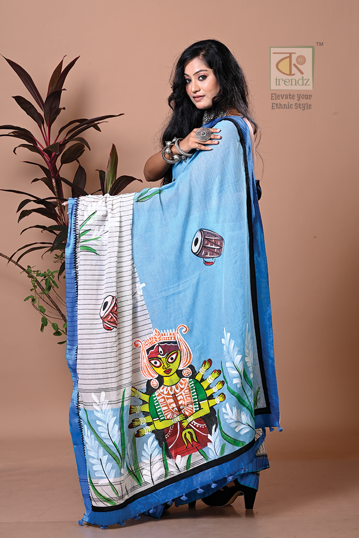 Durga Paint Tant Half & Half  Saree