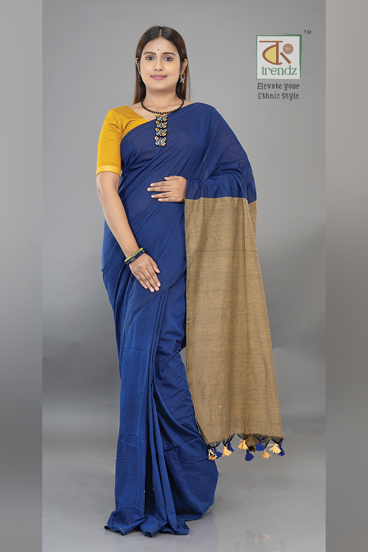 Stylish Dual Tone Soft Cotton Handloom sarees