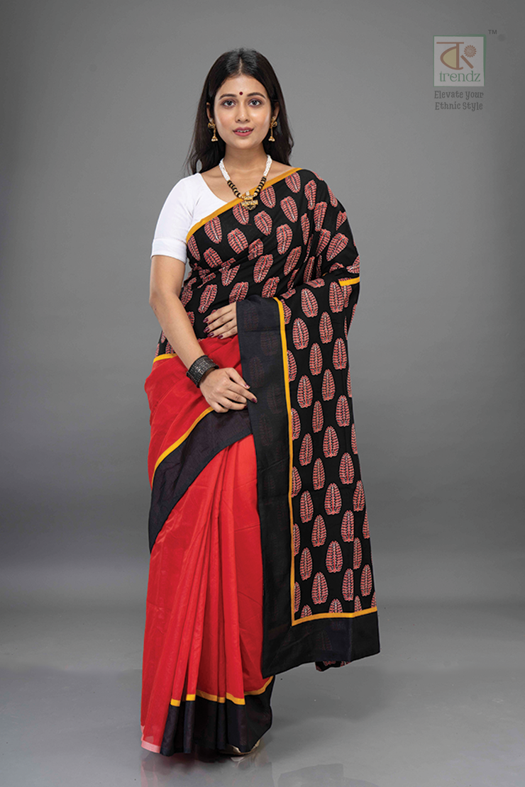 Dual Color Designer Leaf Boutique Printed Saree