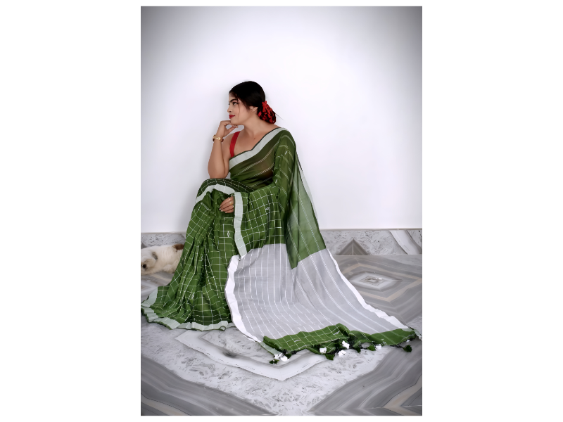 Half Check Cotton Saree