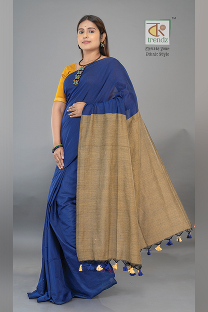 Stylish Dual Tone Soft Cotton Handloom sarees