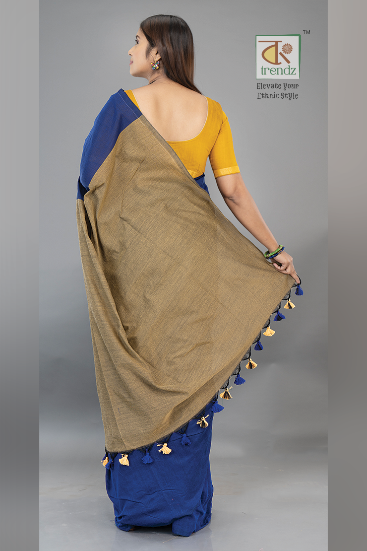 Stylish Dual Tone Soft Cotton Handloom sarees