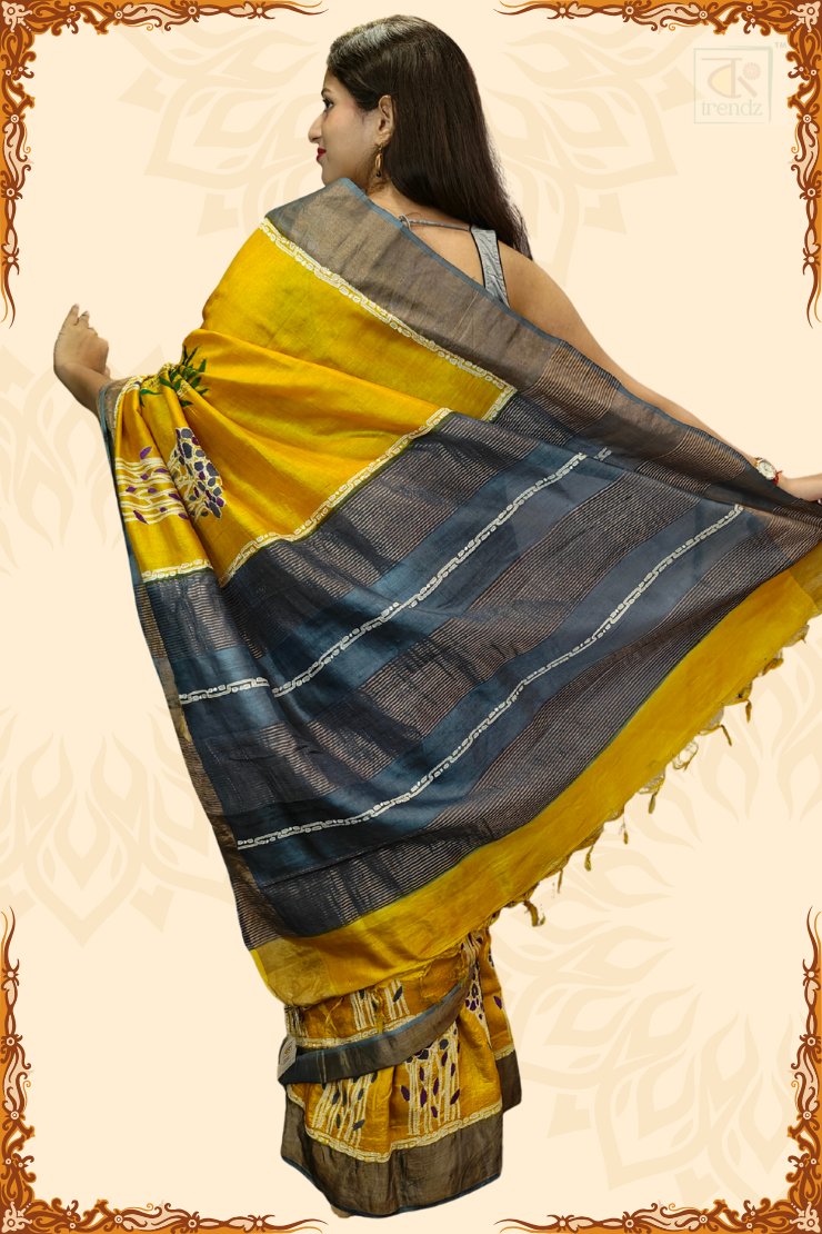 Banglar Kantha Stitch Churi Tassar Saree