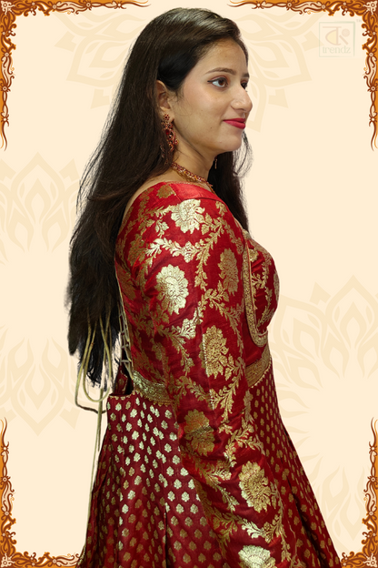 Designer Bridal Banarasi Gown with Chunni