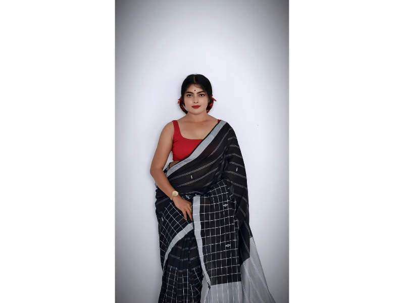 Half Check Cotton Saree