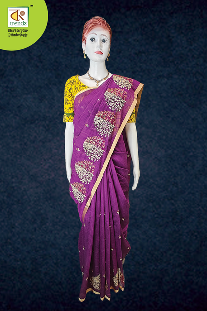 Briksham Cotton Handloom Embroidered Saree