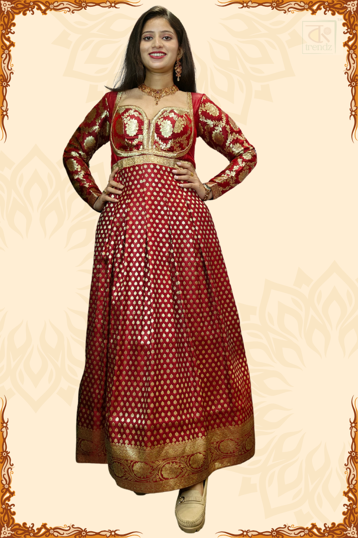 Designer Bridal Banarasi Gown with Chunni