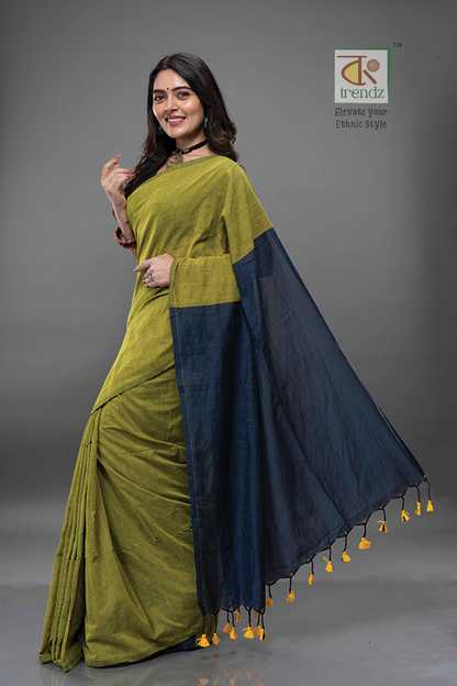 Stylish Dual Tone Soft Cotton Handloom sarees