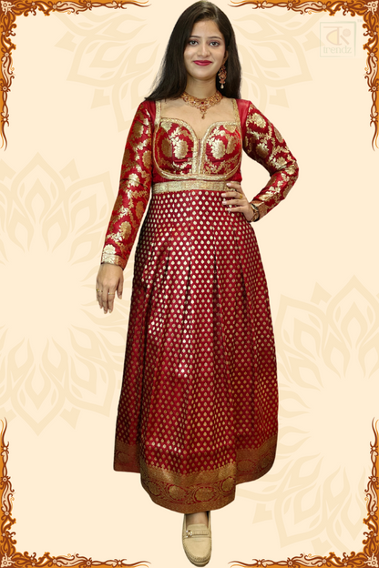 Designer Bridal Banarasi Gown with Chunni