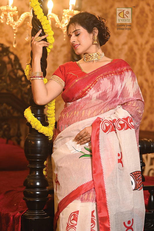 Durga Paint Tant & Katki Half N Half  Saree