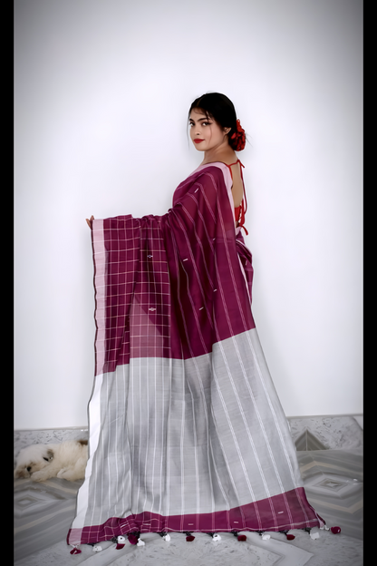 Half Check Cotton Saree