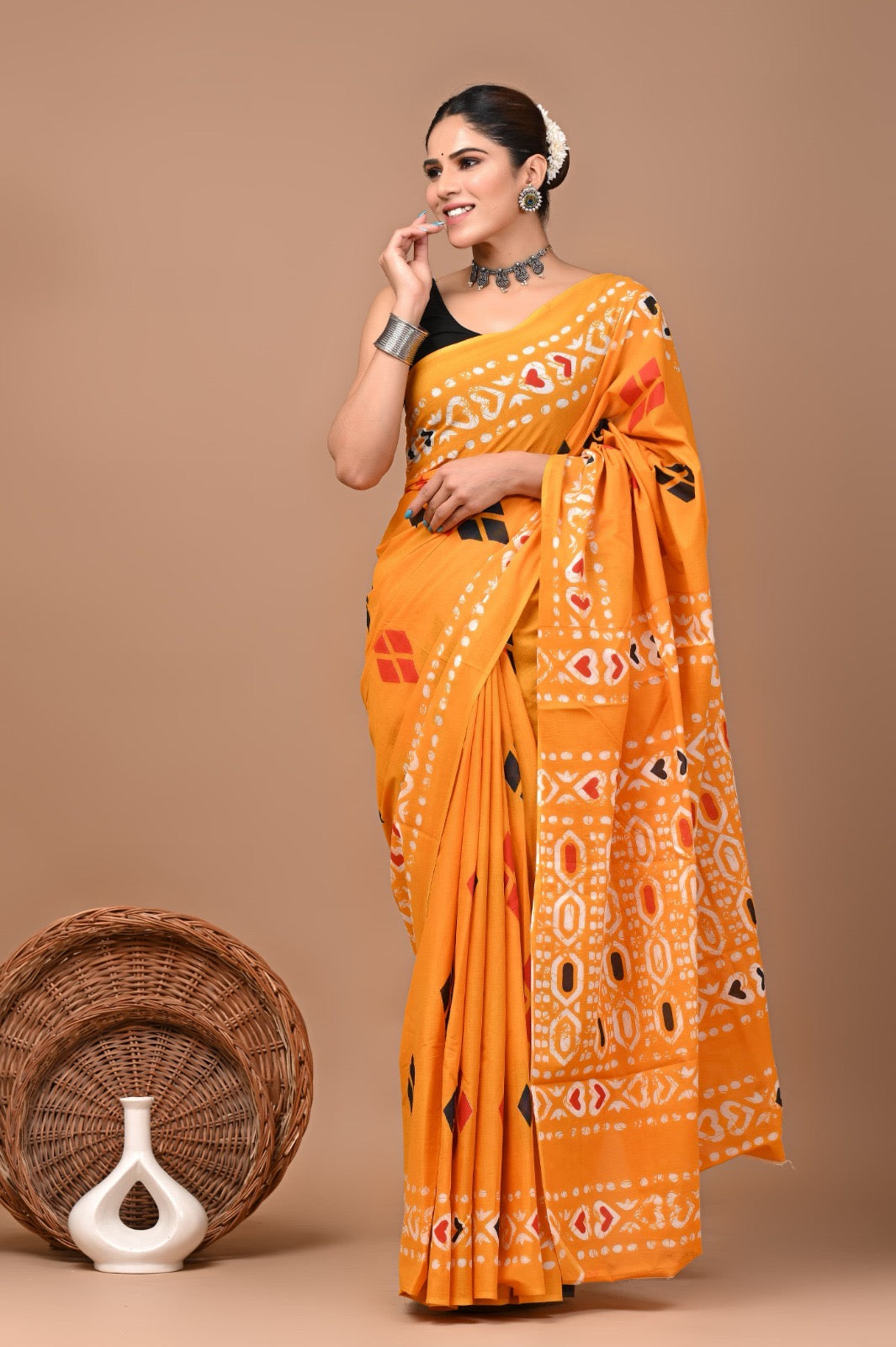 Mulmul Cotton Bangru Print Saree