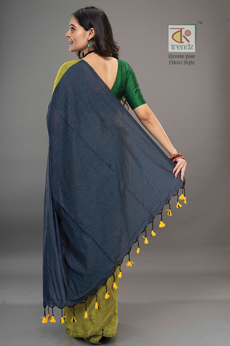 Stylish Dual Tone Soft Cotton Handloom sarees