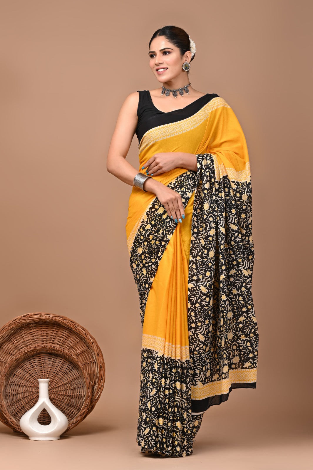 Mulmul Cotton Bangru Print Saree