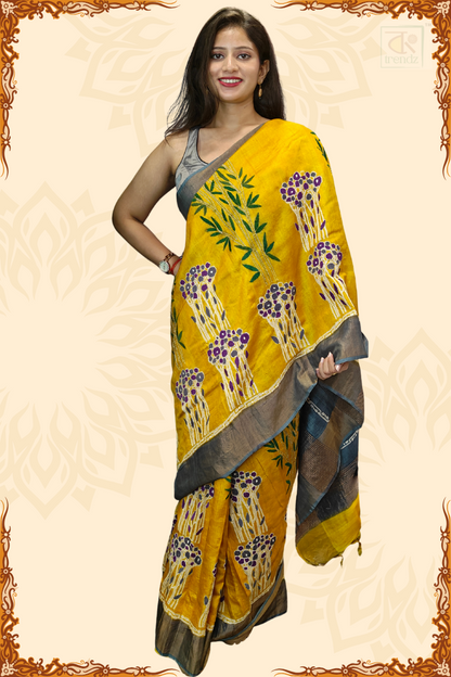 Banglar Kantha Stitch Churi Tassar Saree