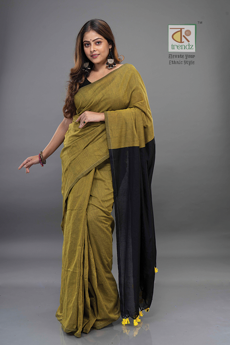 Stylish Dual Tone Soft Cotton Handloom sarees