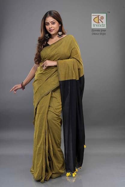 Stylish Dual Tone Soft Cotton Handloom sarees