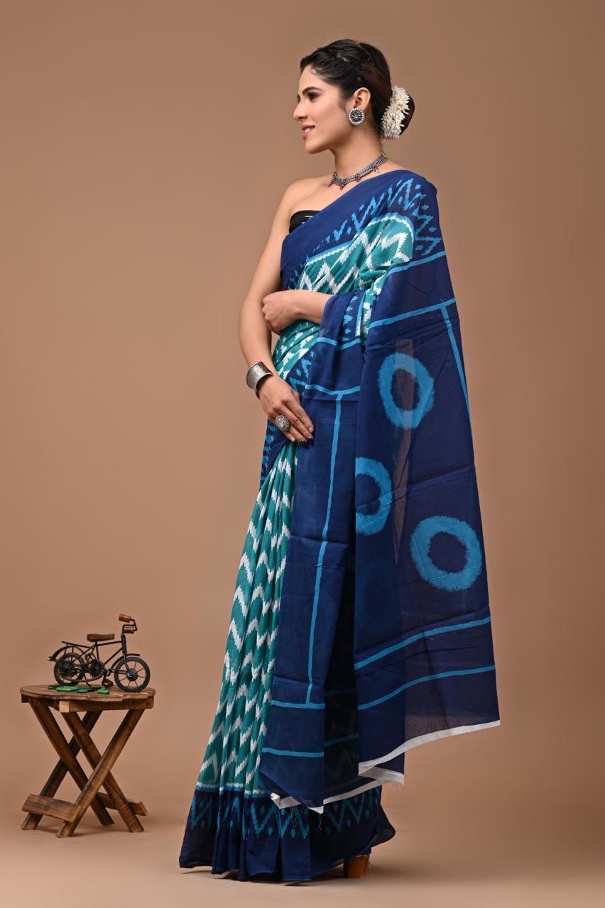 Mulmul Cotton Bangru Print Saree