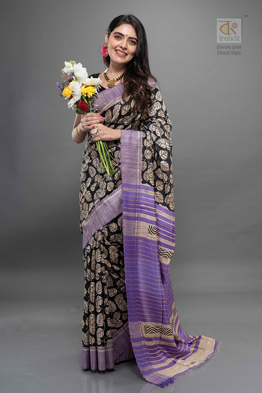 Pure Tassar Ghicha Printed Silk Saree