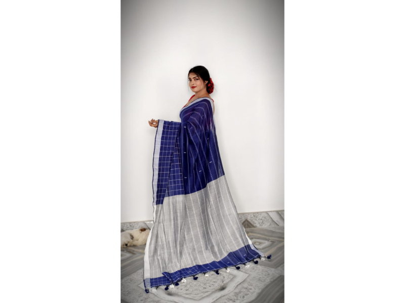 Half Check Cotton Saree