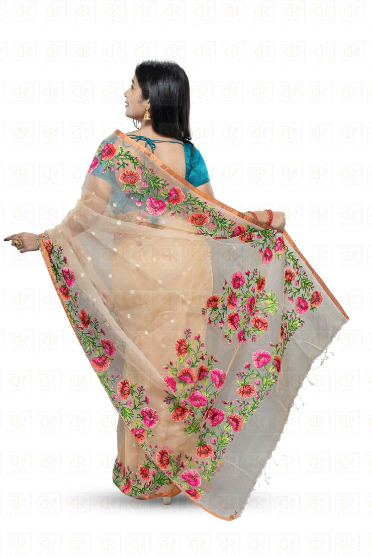 Beautiful Kadambari Muslin Rose Embroidery