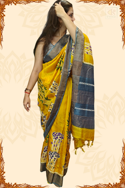 Banglar Kantha Stitch Churi Tassar Saree